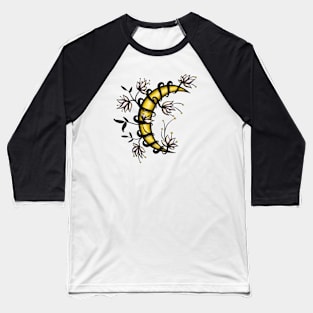 Crescent Moon Wrapped In Flowers Tattoo Style Baseball T-Shirt